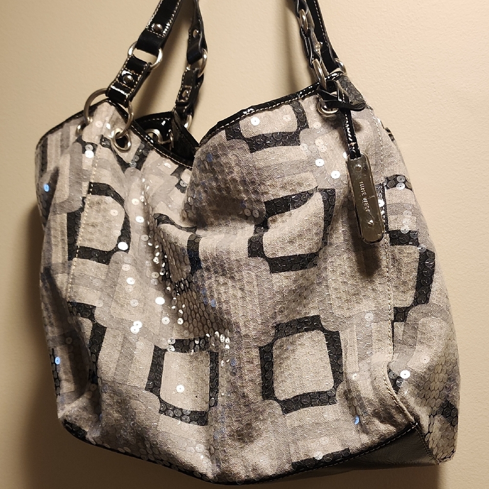 Nine West Black and Gray Sequin Shoulder Bag